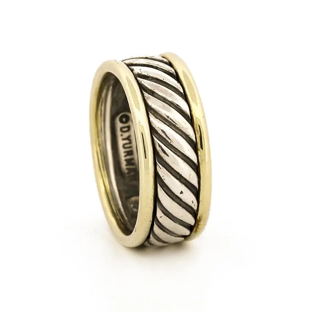 David Yurman Cable Classics 8mm Band Ring 18k Gold Sterling Silver Size 8.5 - Picture 2 of 5